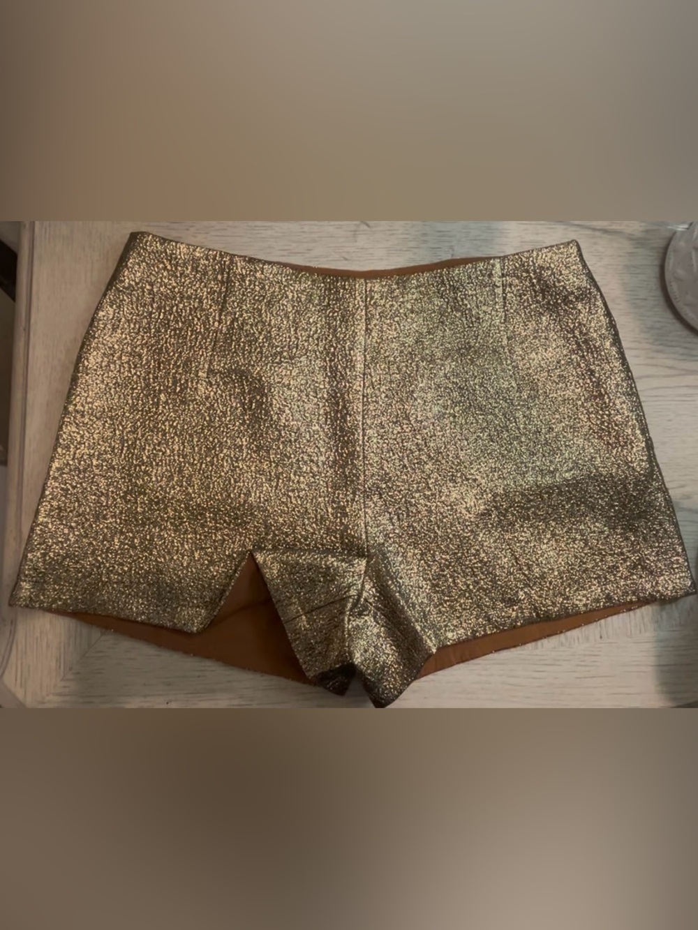 High-Rise Metallic Gold Women's Shorts